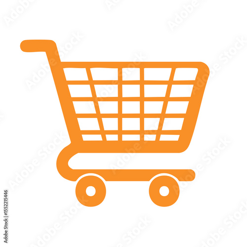 Orange Shopping Cart Icon Symbol on Black Background for E-commerce Retail Business
