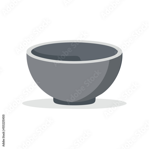Simple Round Gray Bowl Illustration Kitchenware Tableware Serving Dish Empty Container