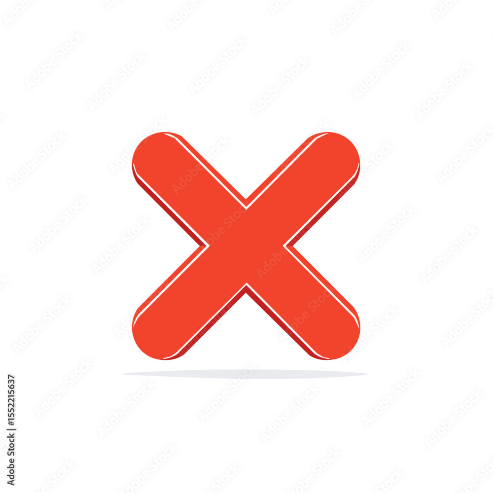 Obraz premium Red Cross Icon Illustration on Black Background Symbolizing Error and Negative Choice with Shadow Effect