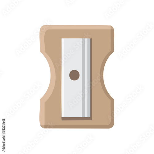 Pencil Sharpener Illustration with Beige Body and Silver Blade for Sharpening Pencils