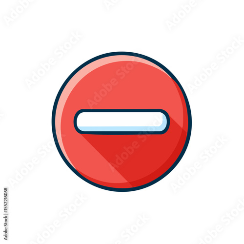 Red No Symbol Sign Graphic in Cartoon Style Representing Prohibition, Restriction, or Avoidance