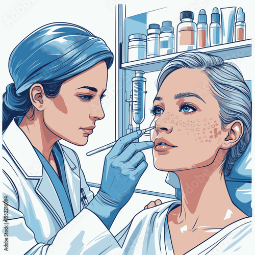 Botox Consultation Medical Assessment Outline - Professional Dermatology Procedure Vector Illustration