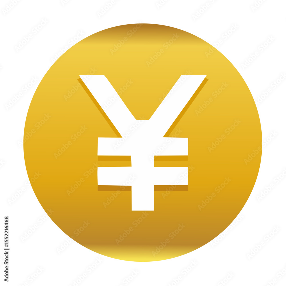 White Japanese Yen Currency Symbol on Shiny Golden Coin, Finance and Investment White Japanese Yen Currency Symbol on Shiny Golden Coin, Finance and Investment