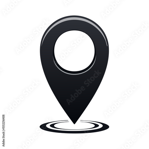 Dark Gray Map Pointer Icon Displaying Location with Ripples and Black Background