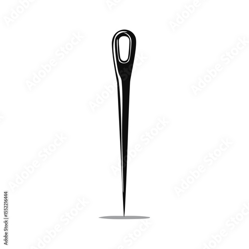 Illustration of a Sewing Needle on a Black Background, Craft and Tailoring Concept