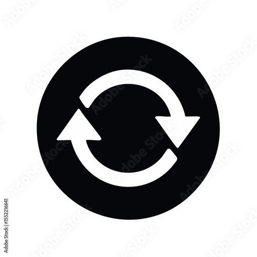 White Refresh Arrows Isolated on Black Background Circular Motion