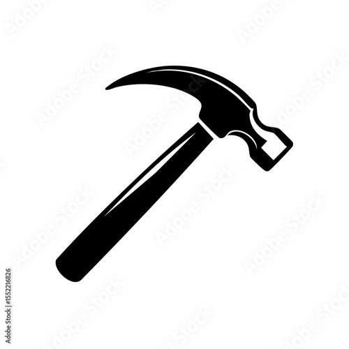 Stylized White Hammer Silhouette on Black Background for Construction Projects