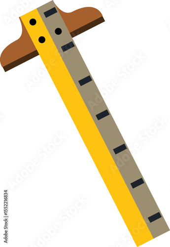 Flat Vector Illustration of a T-Square Drafting Ruler