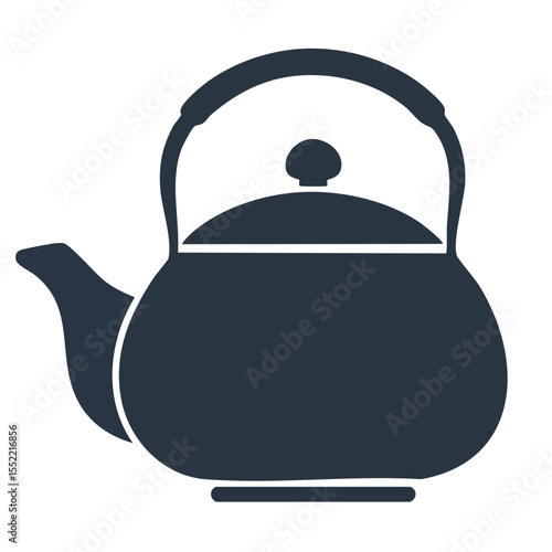 Dark Blue Teapot Illustration Isolated on Black Background for Food and Drink Design