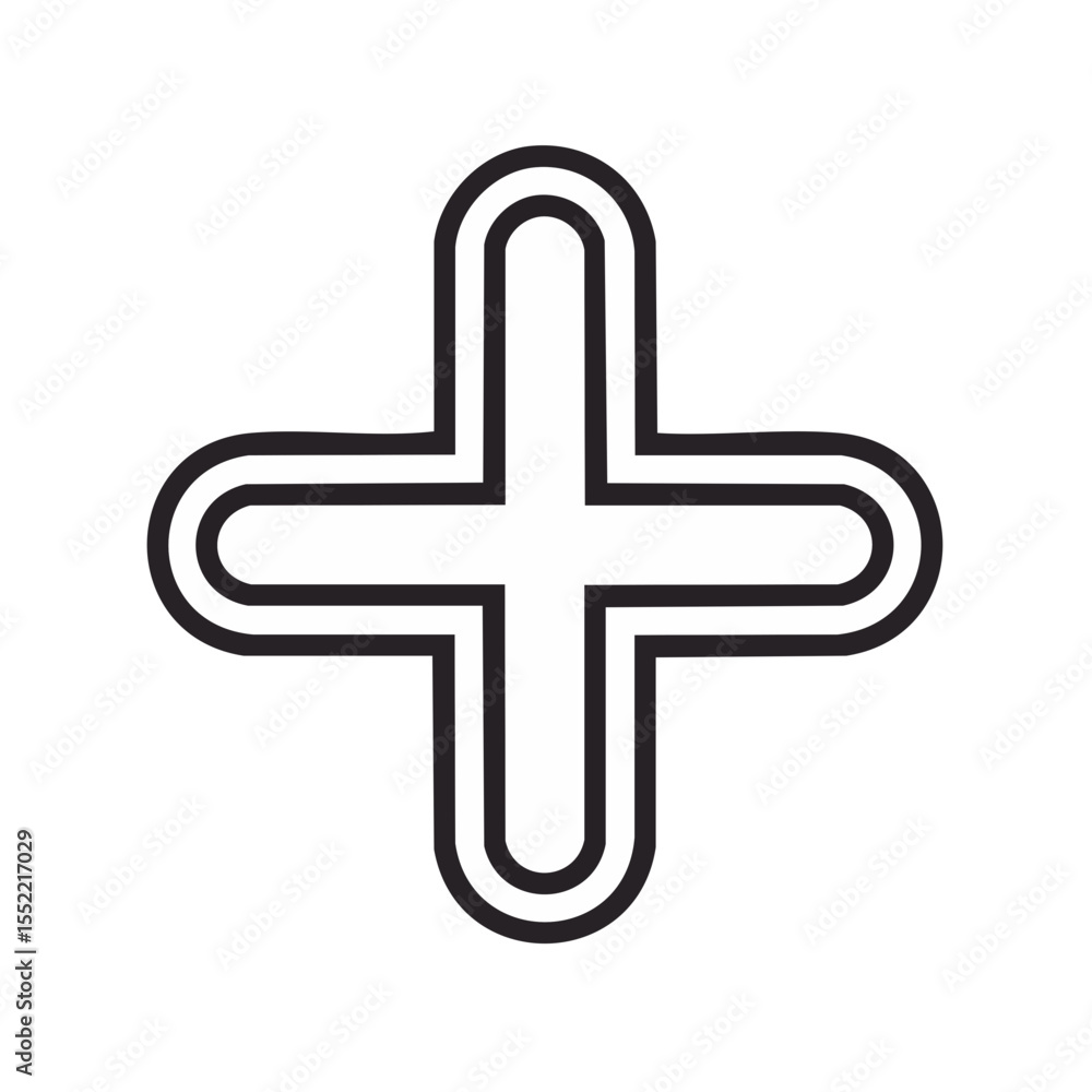 Obraz premium Simple White Plus Sign Graphic on Black Background for Addition Mathematics Icon Design