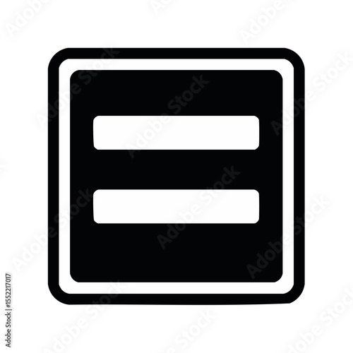 Equality Symbol Icon in Rounded Square Frame in Black and White Colors