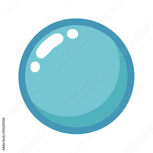 Cartoon Blue Bubble with Glare on Black Background for Icon or Design Element