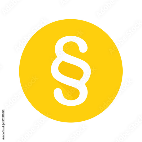 White Paragraph Symbol on Yellow Circle Represents Legal Codes and Justice System Fairness