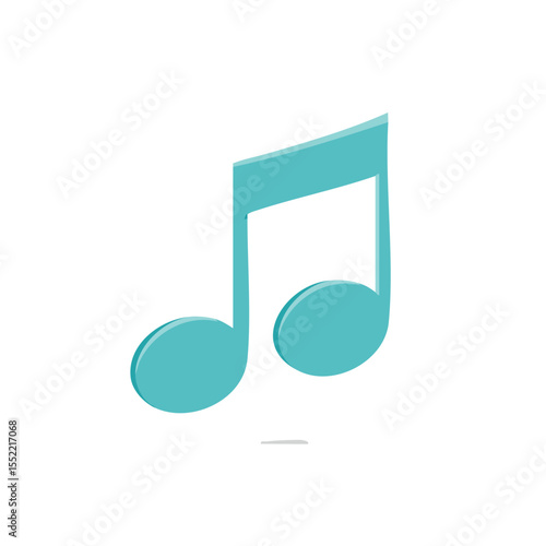 Teal Quarter Music Note Isolated on Black Background Depicting Sound and Melody