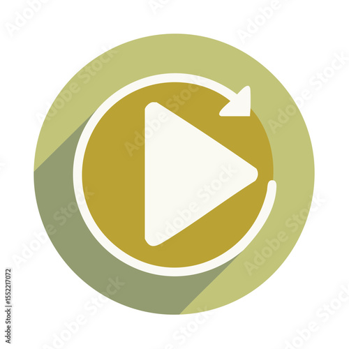 Circular Play Button Graphic with Arrow Symbol for Refresh or Repeat Functionality in a Modern Media Application