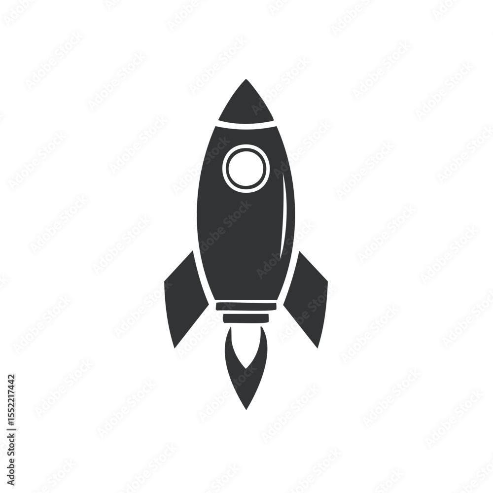 Dark Rocketship Icon Launching into Space Minimalist Graphic Design Dark Rocketship Icon Launching into Space Minimalist Graphic Design