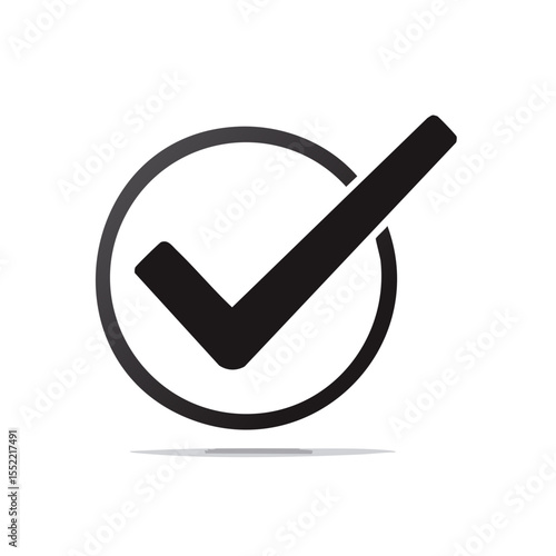 Check Mark Symbol Inside Circle Depicting Approval and Verification on Black Background