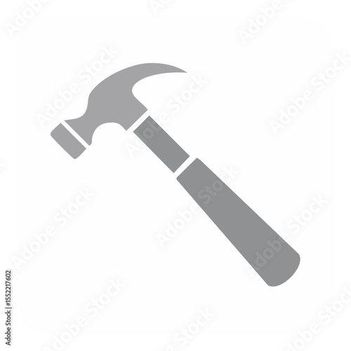 Stylized Graphic Hammer Tool Isolated on White Background for Construction and Repair