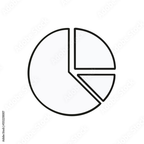 Pie Chart Graphic Representation with Different Slices Isolated on Black Background