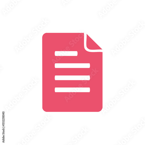 Stylized pink document icon with lines on black background for business notes or digital files and data management illustration