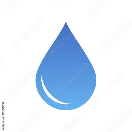 Blue gradient water droplet icon on black background cleanliness purity hydration illustration symbol graphic element