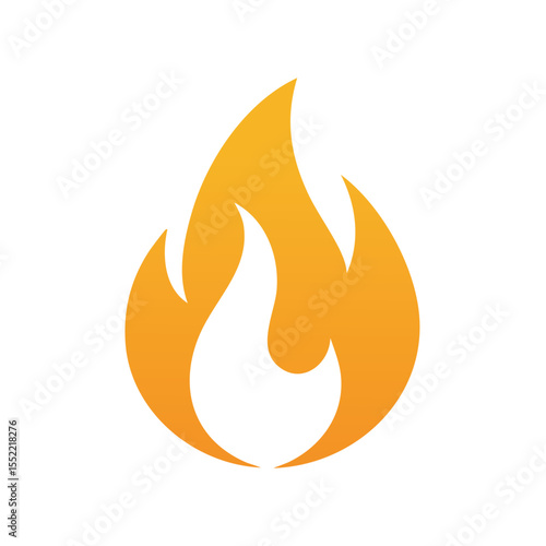 Bright Flame Illustration on Black Background: Fire Energy Heat Power Design Element