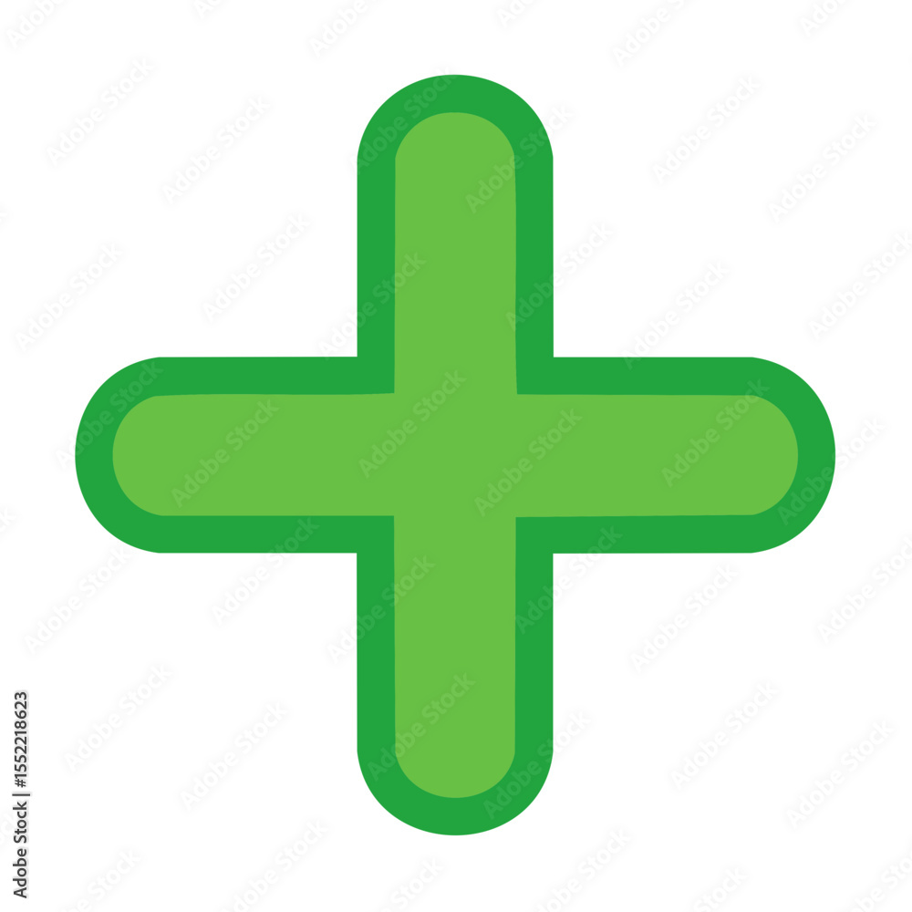 Fototapeta premium A Green Plus Sign Illustration for Addition, Positivity, and Healthcare Concepts