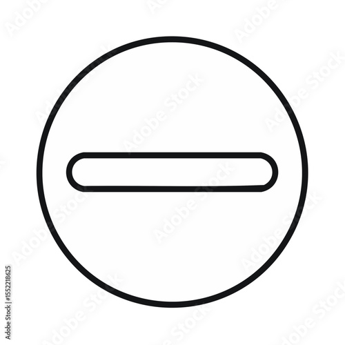 Minus Symbol within Circular Shape Indicating Subtraction or Removal in Black and White Design
