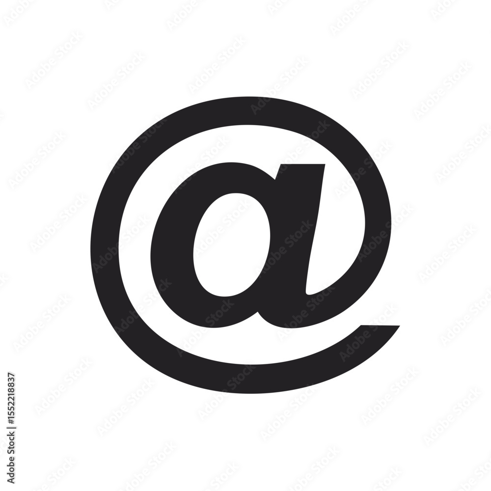 Isolated graphic icon illustration of commercial at sign on black background Isolated graphic icon illustration of commercial at sign on black background
