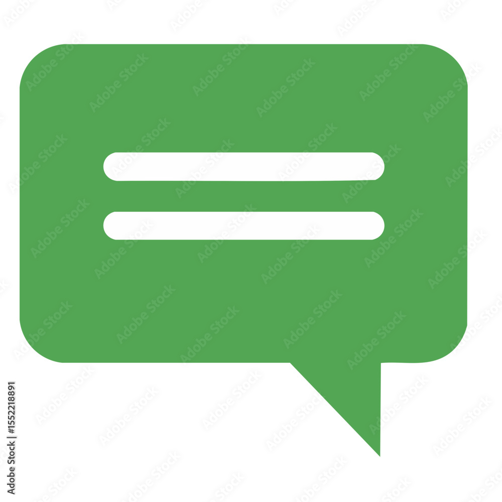 Green Chat Bubble with Two White Lines for Text Message Dialogs Green Chat Bubble with Two White Lines for Text Message Dialogs