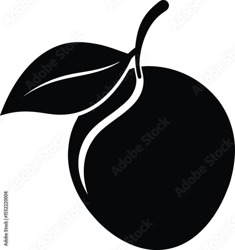 Silhouette of a Plum A Simple, Elegant Vector Illustration of Fresh Fruit