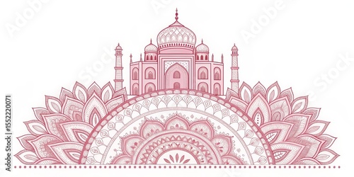 Pink Taj Mahal Mandala Illu...