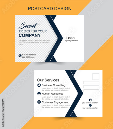 Corporate Business Postcard Design Promoting Company Services