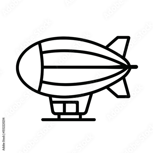 Line art illustration of a zeppelin airship in minimalist style  