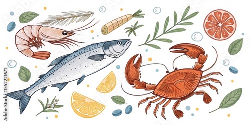 Seafood Feast Illustration ...