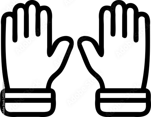 Handdrawn Gloves Icon with Open Palms and Wristbands on Background labour work