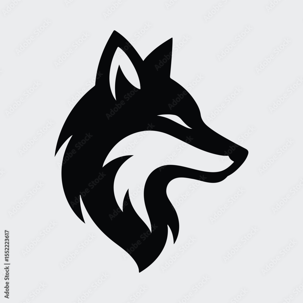 Fototapeta premium Silhouette fox head minimalist logo wild animal Vector illustration