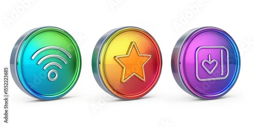 Vibrant 3D Icons Wifi, Star...