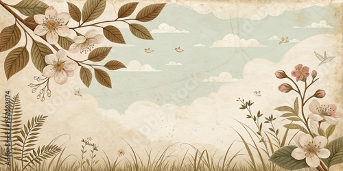 Vintage Floral Meadow with ...