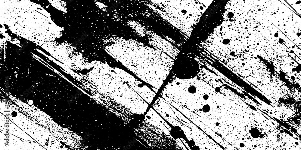 Fototapeta premium Seamless ink banner with splatter and bleeding edges for bold artistic design