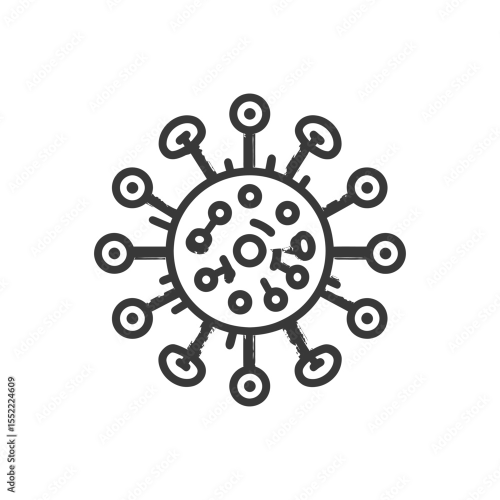 Fototapeta premium Grunge Style Coronavirus Icon: Black and White Medical Illustration