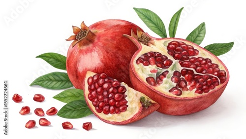 Watercolor Pomegranate Stil...