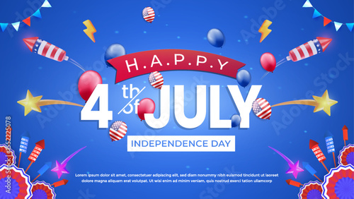 Festive 4th of July Celebration with Fireworks and Patriotic Decorations