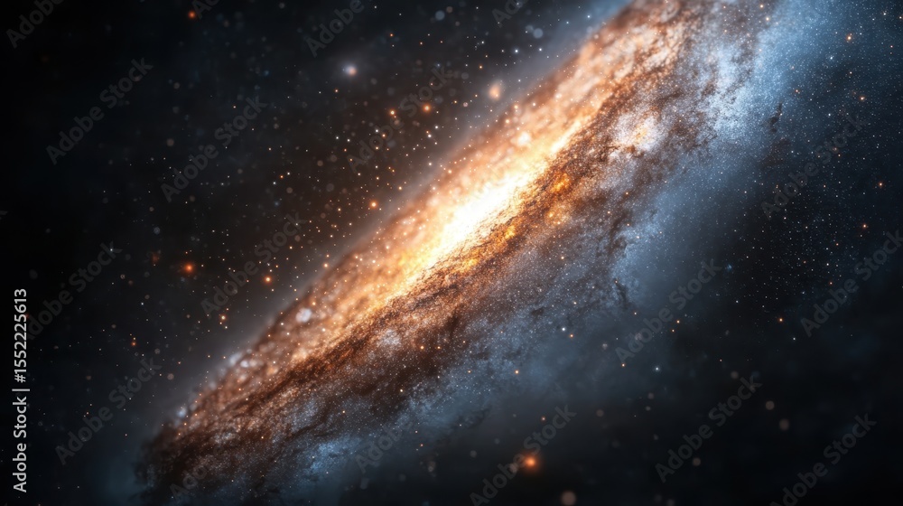 Fototapeta premium This stunning cosmic image reveals a swirling galaxy teeming with stars, capturing the mysterious and beautiful essence of the universe, ideal for astronomy enthusiasts and dreamers.