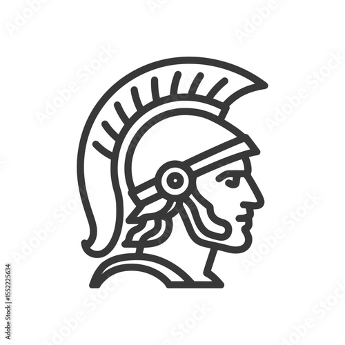 Spartan Warrior Helmet Profile: Bold Line Art Illustration
