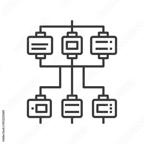 Hierarchical Structure: Minimalist Black Line Icon on White Background