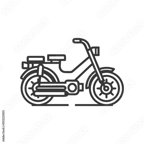 Minimalist Moped Icon: Clean Line Art Illustration on White Background