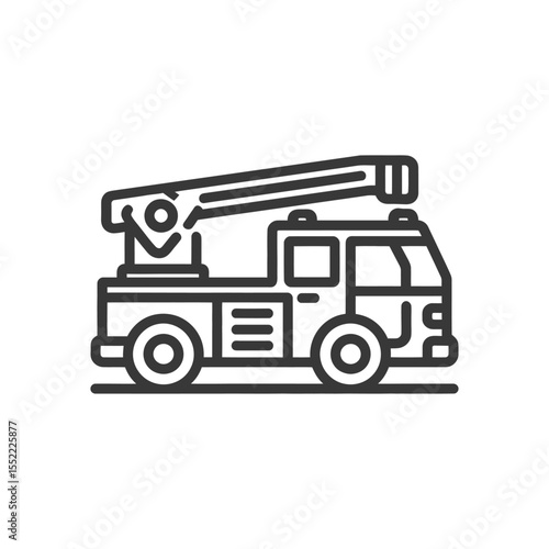 Minimalist Firetruck Icon with Ladder, Emergency Vehicle Symbol