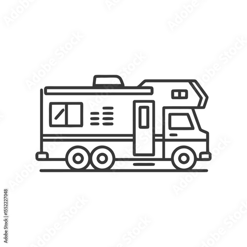 Minimalist RV Illustration: Clean Line Art of Recreational Vehicle