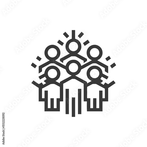 United Group Icon: Minimalist People Symbol with Radiating Energy